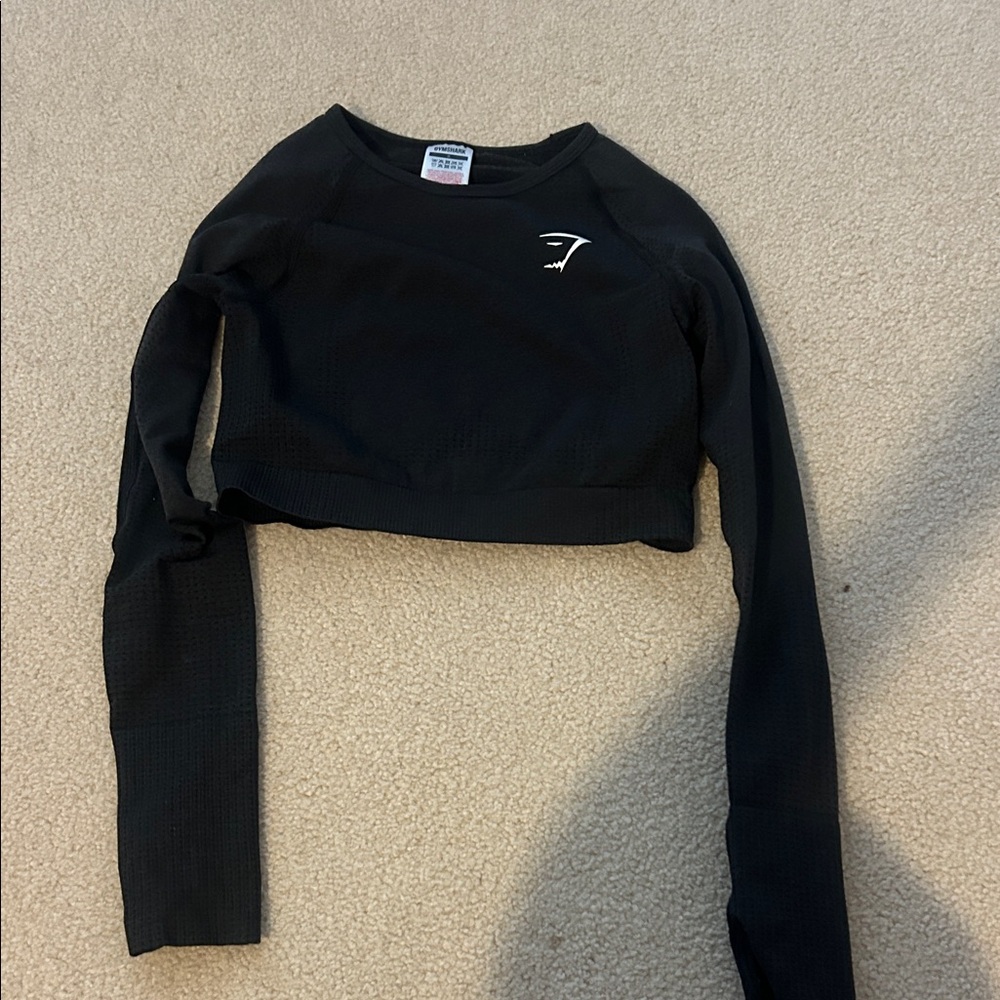 Gymshark Black Seamless Cropped Long-Sleeve Performance Top